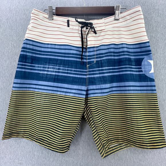Hurley Swim Trunks Board Shorts Unlined Multi-Color Stripe Men Size 32 - Picture 1 of 8